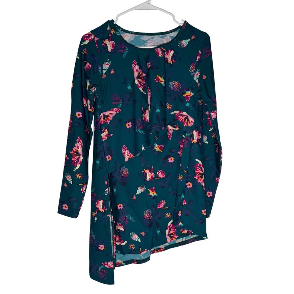 Latched Mama Teal Floral Nursing Maternity Swim Cover Up Size Small